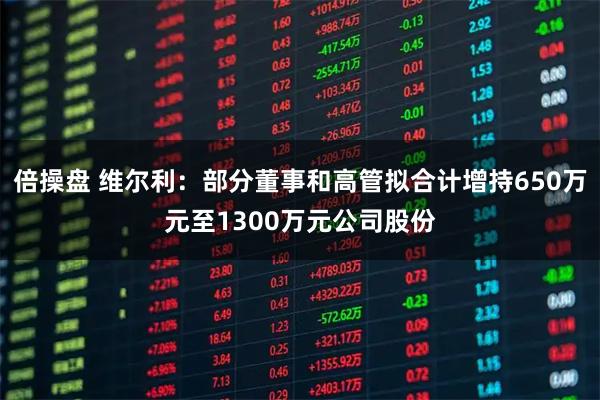 倍操盘 维尔利:部分董事和高管拟合计增持650万元至1300万元公司股份