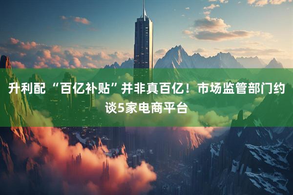 升利配 “百亿补贴”并非真百亿！市场监管部门约谈5家电商平台